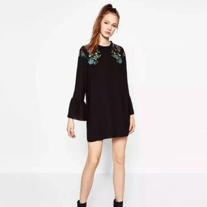 ZARA black floral embroidered dress